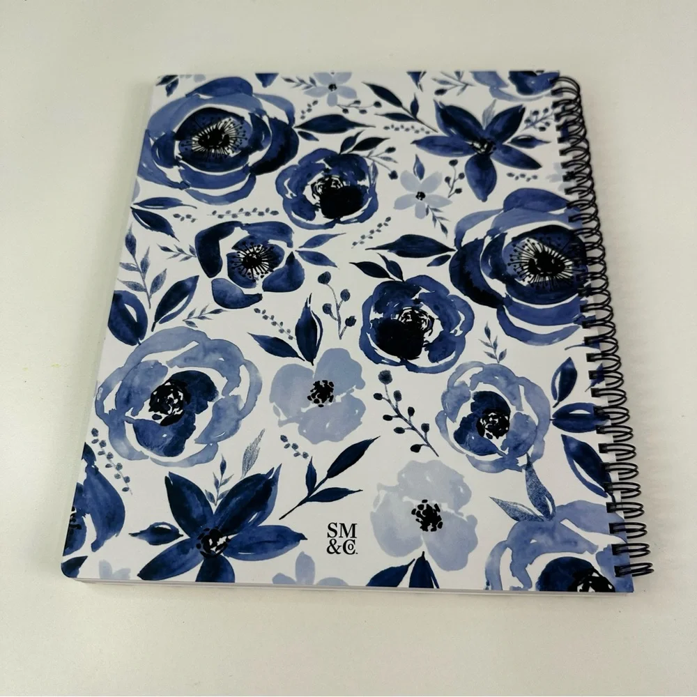 Steel Mill & Co. Blue, White Floral Spiral College Rule Hardcover Notebook